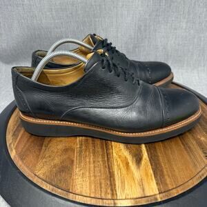 Samuel Hubbard Men's Size 10.5 Black Leather Oxford Market Cap Shoes Dress